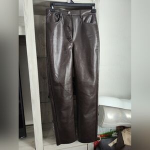 Wilfred Chocolate Leather Trousers Women's SZ 4 Waist 27"